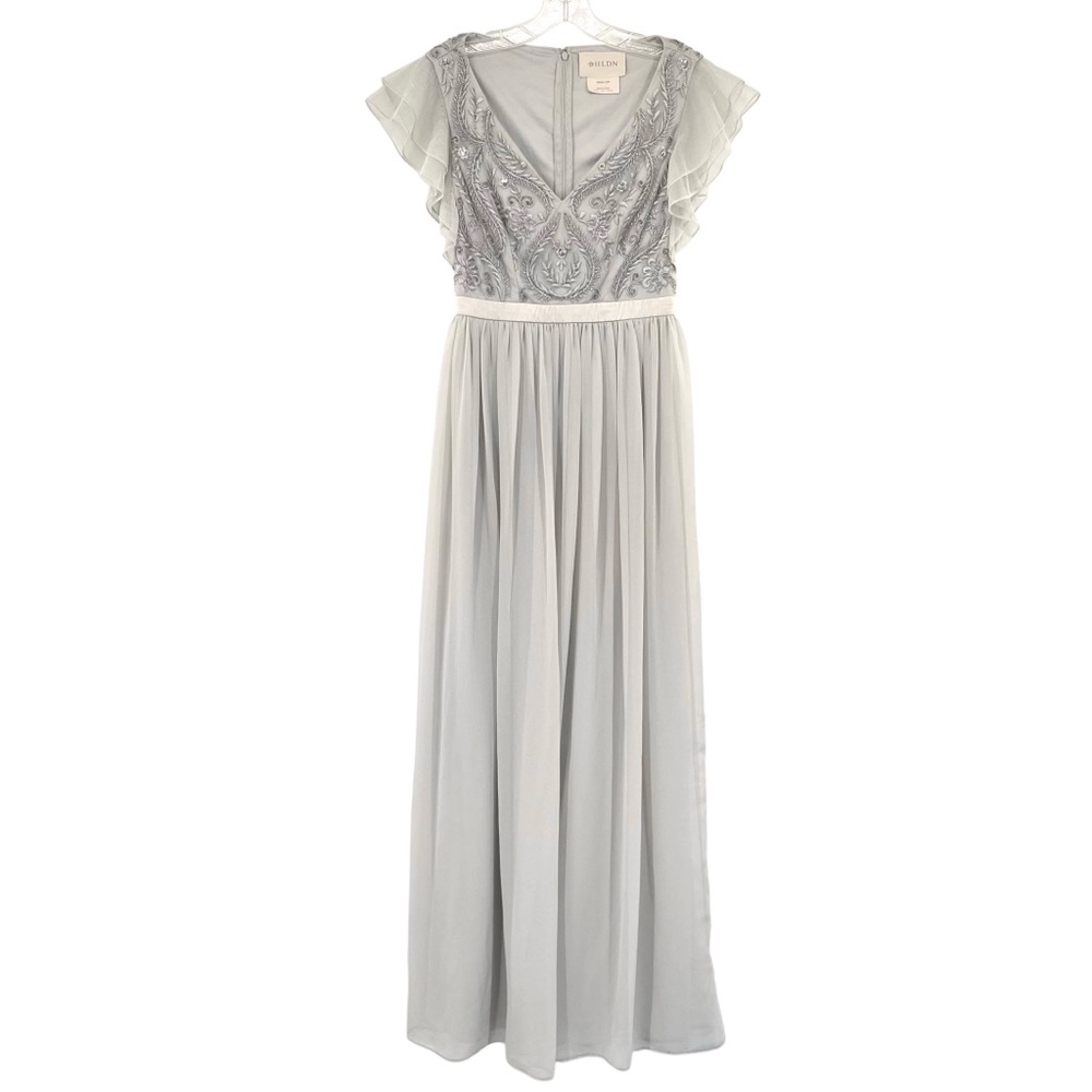 Anthropologie BHLDN Maricela Dress Beaded Chiffon Evening Formal